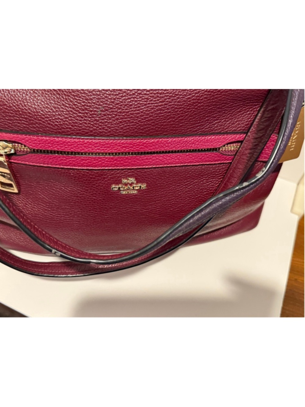 Coach Tyler Colorblock Pebble Leather Tote Bag with Gold Hardware F57210 - Picture 14 of 16